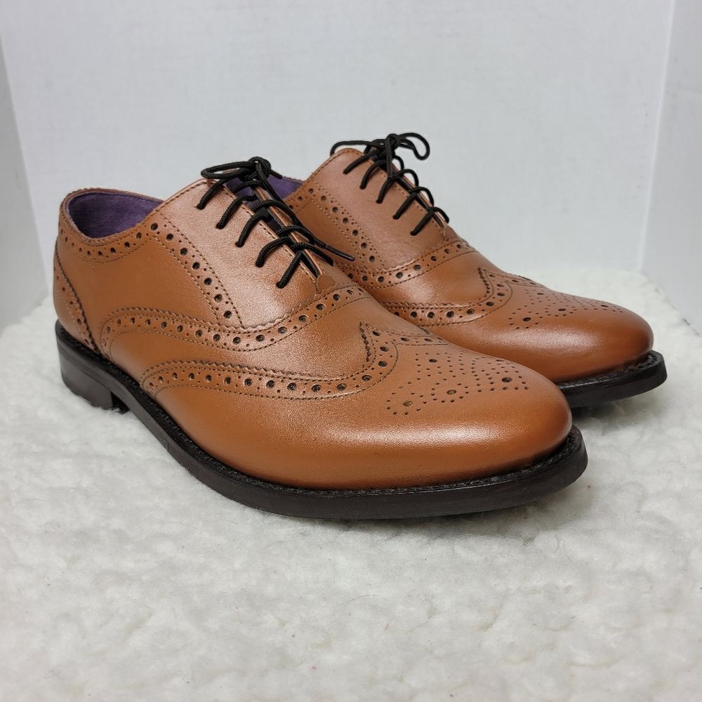 Samuel Windsor Mens Shoes  Size 12 Oxford  Wingtips Brown Leather Rubber Sole